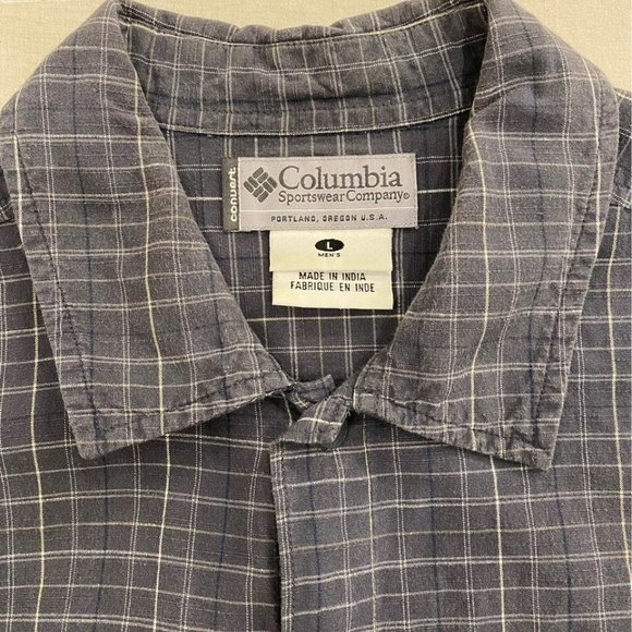 Columbia Convest Shirt Mens Large Grey Plaid Button Up Plaid Short‎ Sleeves - Picture 3 of 9